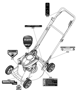 Decals Group (7502430) Diagram and Parts List for 7800821-BTPD22625 2011 Briggs and Stratton Lawn Mower